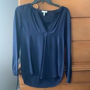 Joie silk navy blue v neck blouse